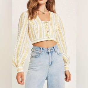 The East Order Cropped Lemon Floral Top